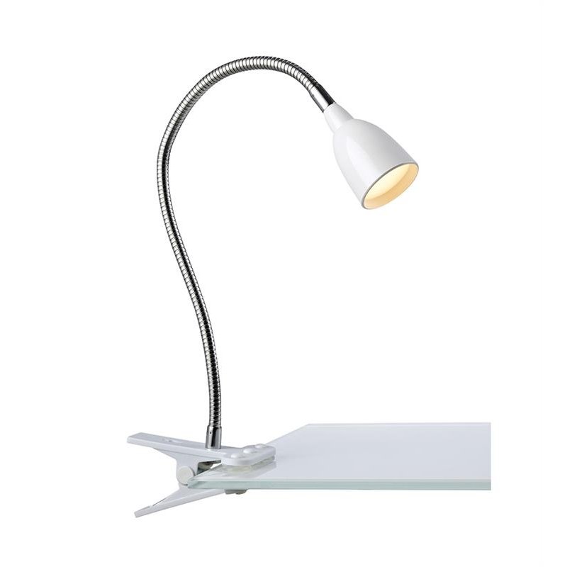 Lampka biurkowa na klips MARKSLOJD Tulip, biała, 3W, 35x7 cm