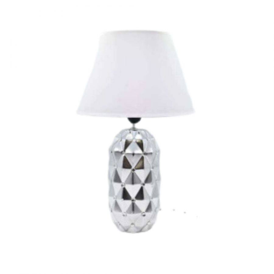 Zdjęcia - Lampa stołowa Lampka ceramiczna z kryształkami Glamour Farid srebrna srebrny