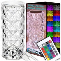 LAMPKA KRYSZTAŁOWA RÓŻA LED LAMPA DIAMENTOWA NOCNA DOTYKOWA + PILOT RGB