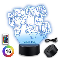 Lampka Minecraft Nocna Dla Dziecka Gra Komputerowa LED 3D USB Baterie
