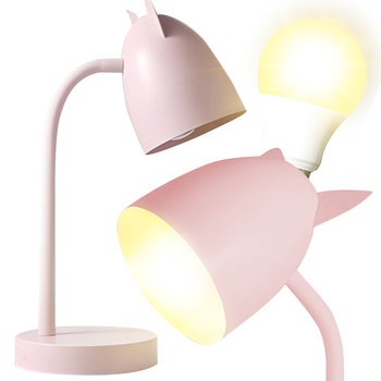 Lampka na Biurko Nocna dla Dziewczynki Kocie Uszy Kotek Różowa Metalowa VT-8030 - DexXer