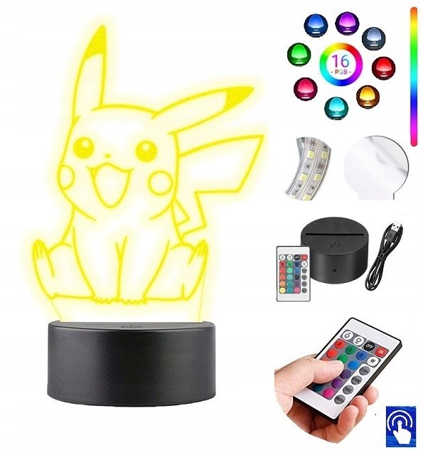 Фото - Люстра / світильник Lampka na biurko Pokemon Pikachu 16kol LED PLEXIDO