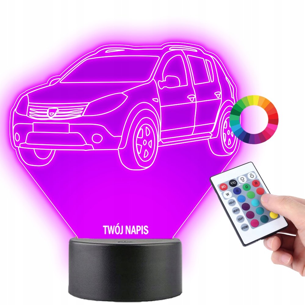 Zdjęcia - Żyrandol / lampa Lampka Na Biurko Statuetka Led Motoryzacja Auto Samochód Dacia Twój Napis