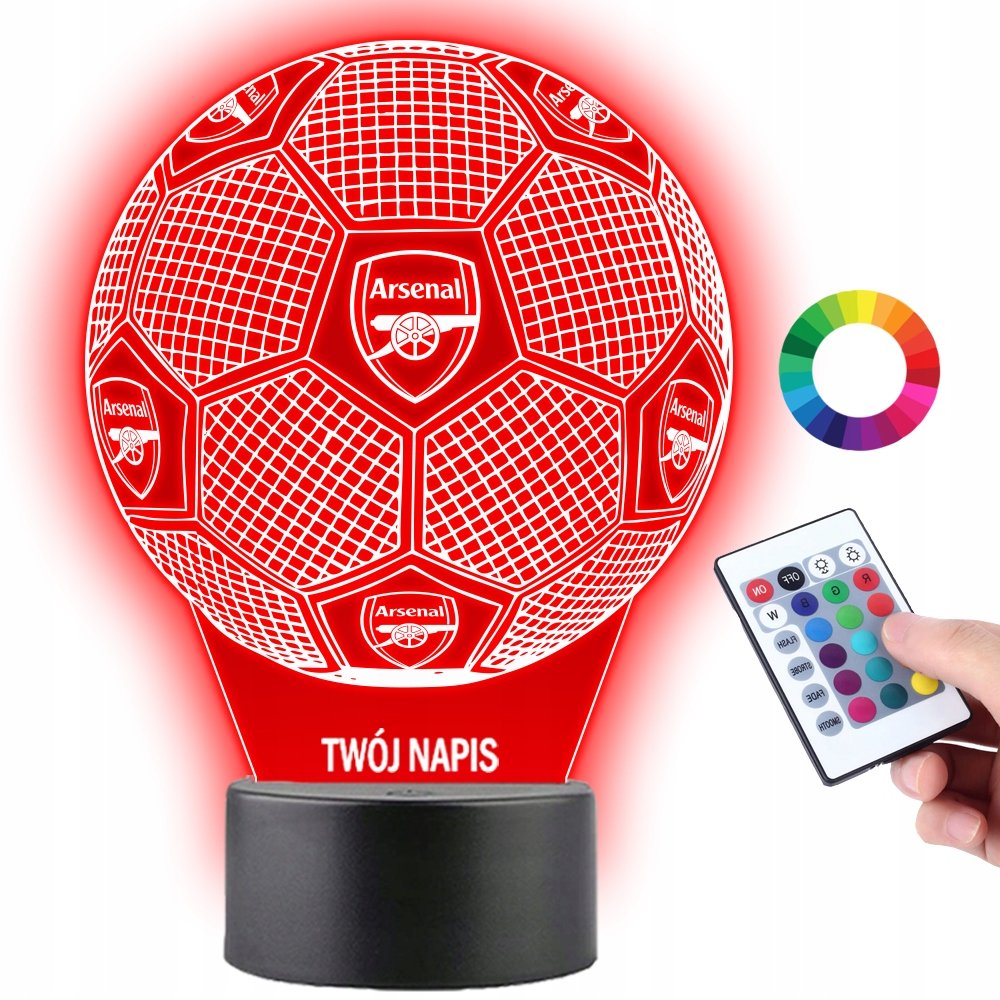 Zdjęcia - Żyrandol / lampa Arsenal Lampka na Biurko Statuetka Led Piłka Nożna Klub  F.C. Logo Prezent 