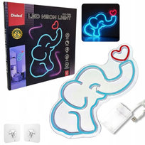 LAMPKA NEON LED dziecięca SŁONIK USB / 3xAA dekoracja do pokoju dziecka