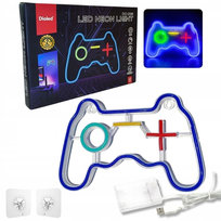 LAMPKA NEON LED GAMEPAD 26cm USB baterie pad konsoli dekoracyjna dla gracza