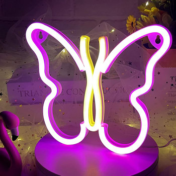 Lampka Neon LED Motyl Różowy / Włącznik / USB - brak  danych