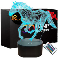 LAMPKA NOCNA 3D KOŃ LED ILUZJA PREZENT DLA DZIECI USB BATERIE + PILOT Rumbigo