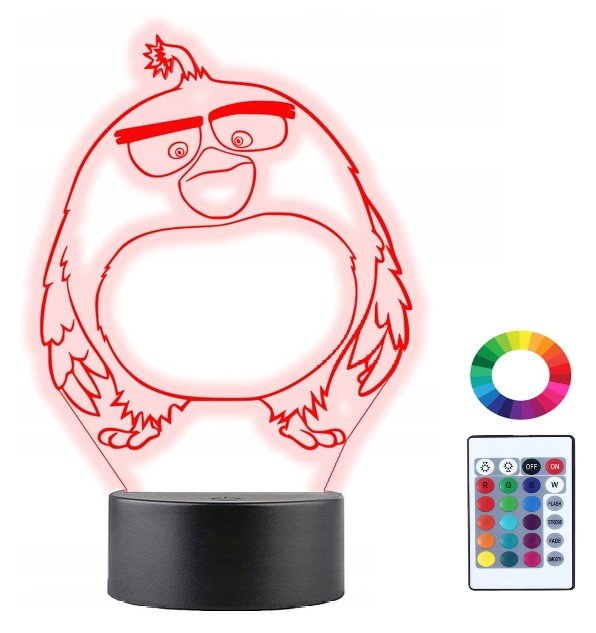 Zdjęcia - Lampa stołowa Angry Birds Lampka Nocna 3D Led  Bomb Grawer Imię 