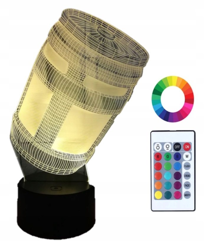Zdjęcia - Lampa stołowa Lampka Nocna 3D LED Beczka Imię Grawer Prezent
