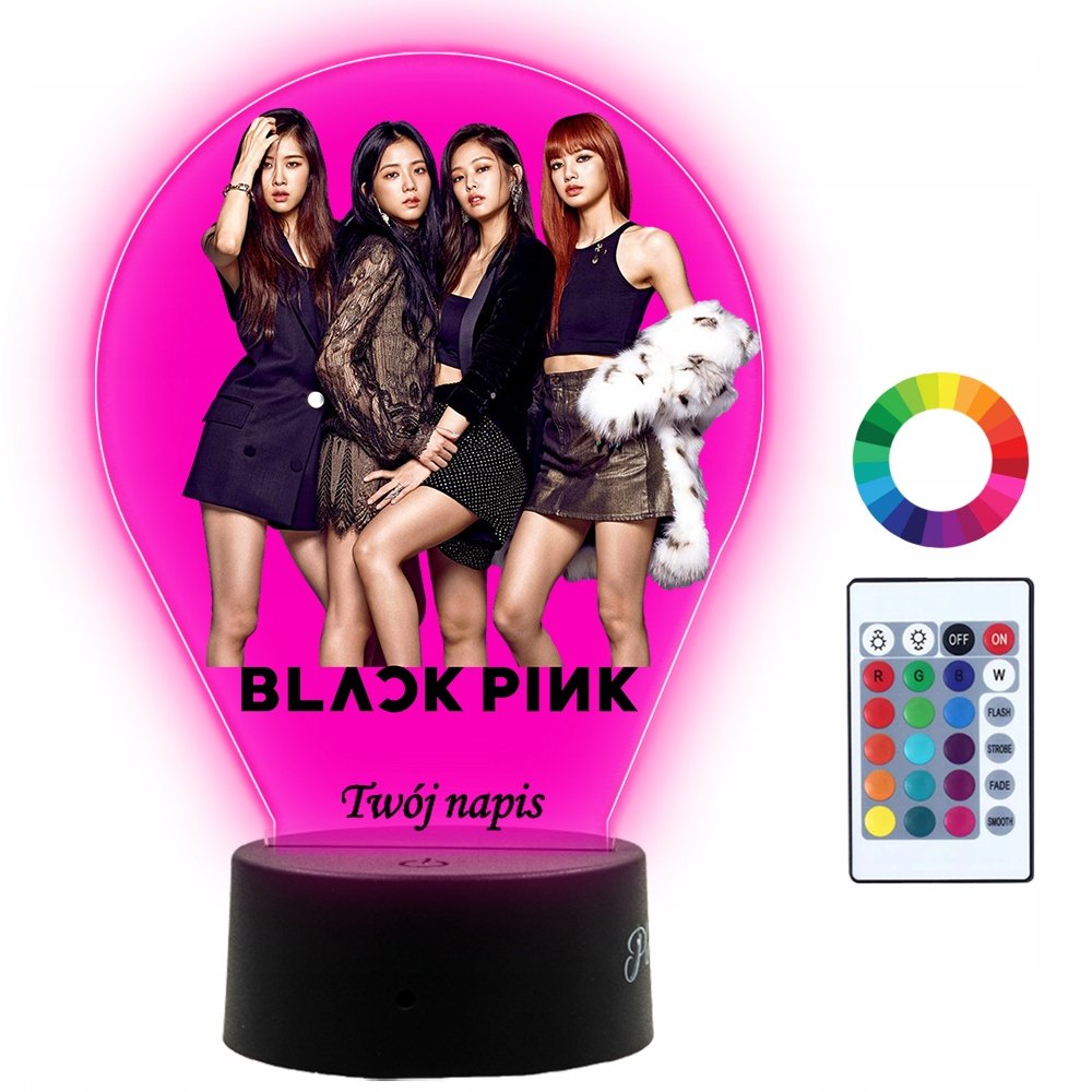 Zdjęcia - Żyrandol / lampa Lampka Nocna 3D LED Black Pink K-pop