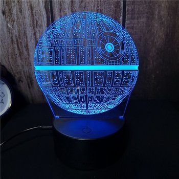 Lampka nocna 3D LED "Gwiezdne Wojny - Gwiazda Śmierci" Hologram + pilot - HEDO