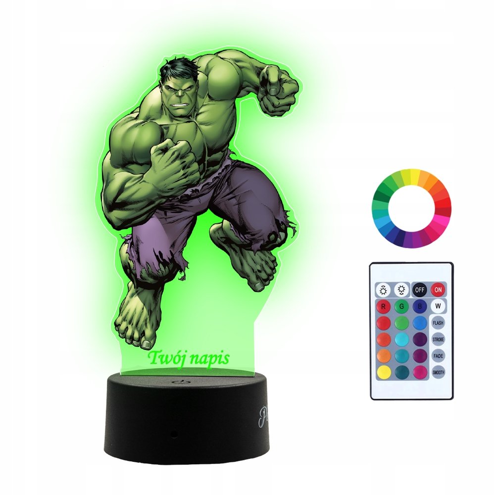 Фото - Люстра / світильник MARVEL Lampka Nocna 3D LED Hulk 