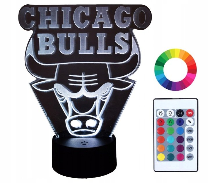 Фото - Настільна лампа Bulls Lampka Nocna 3D Led Imię Grawer Chicago 
