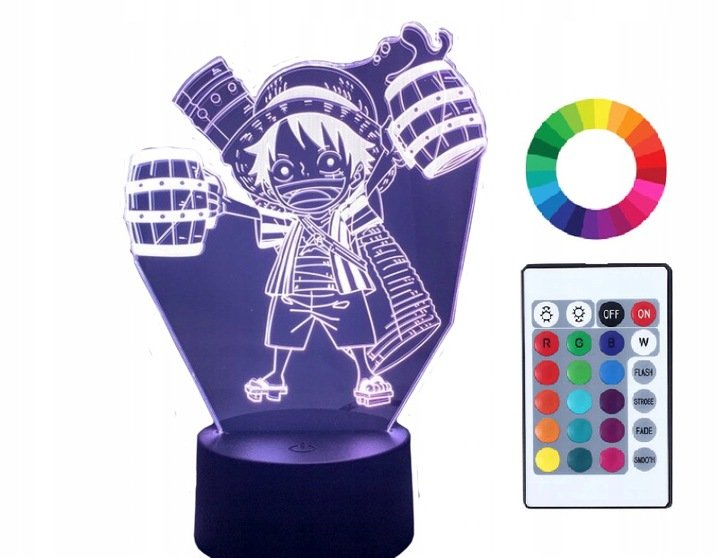 Zdjęcia - Lampa stołowa Lampka Nocna 3D Led Imię Monkey Luffy One Piece