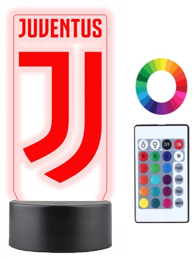 Zdjęcia - Lampa stołowa Lampka Nocna 3D Led Juventus Grawer Prezent Imię