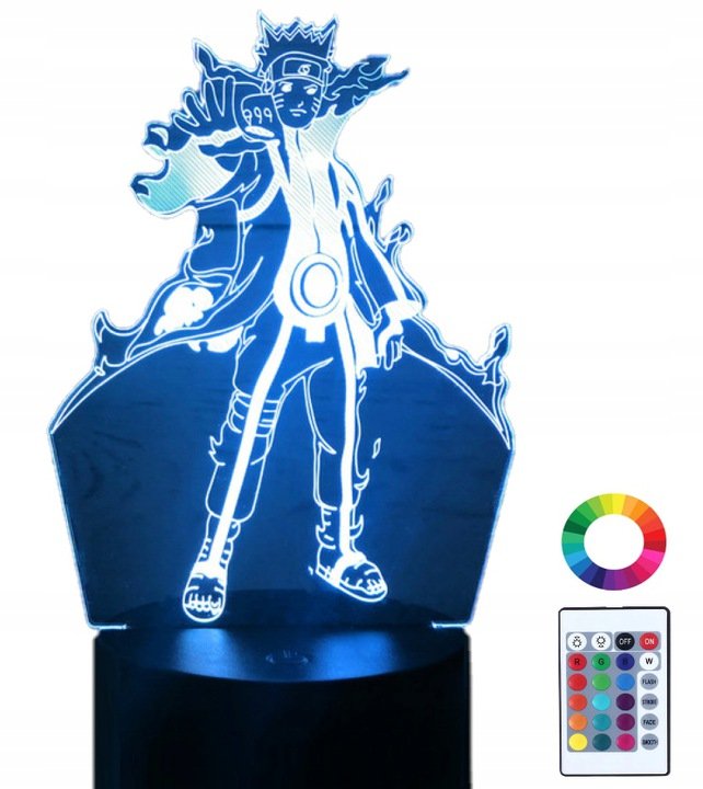 Zdjęcia - Lampa stołowa Lampka Nocna 3D Led Naruto Uzumaki Anime Grawer