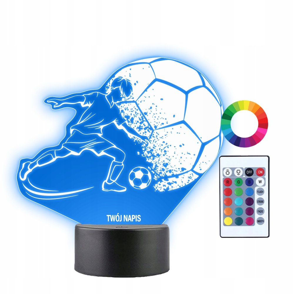 Zdjęcia - Żyrandol / lampa Lampka Nocna 3D LED Piłkarz Piłka Nożna Prezent