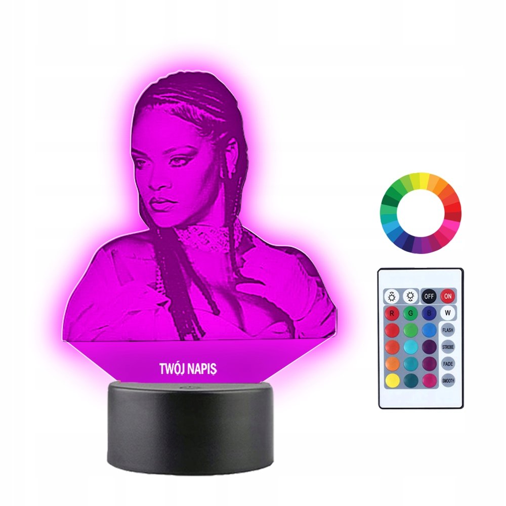 Zdjęcia - Żyrandol / lampa Rihanna Lampka Nocna 3D LED  Muzyka Prezent 