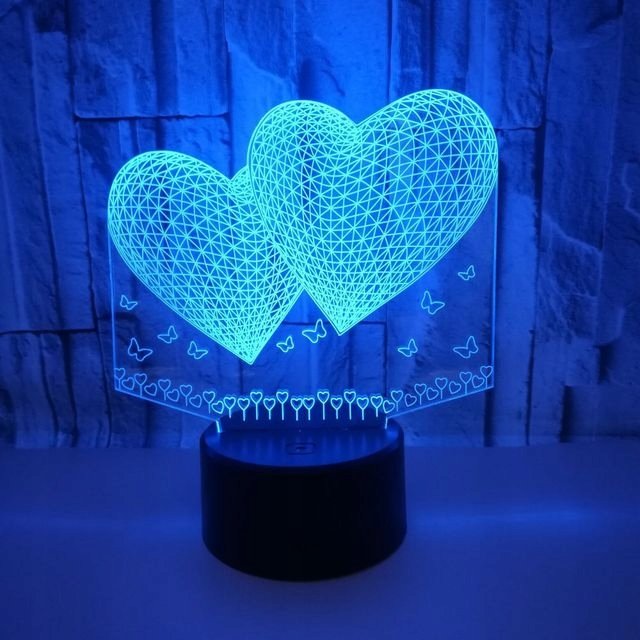 Zdjęcia - Lampa stołowa Lampka Nocna 3D LED Serca Imię Grawer Prezent