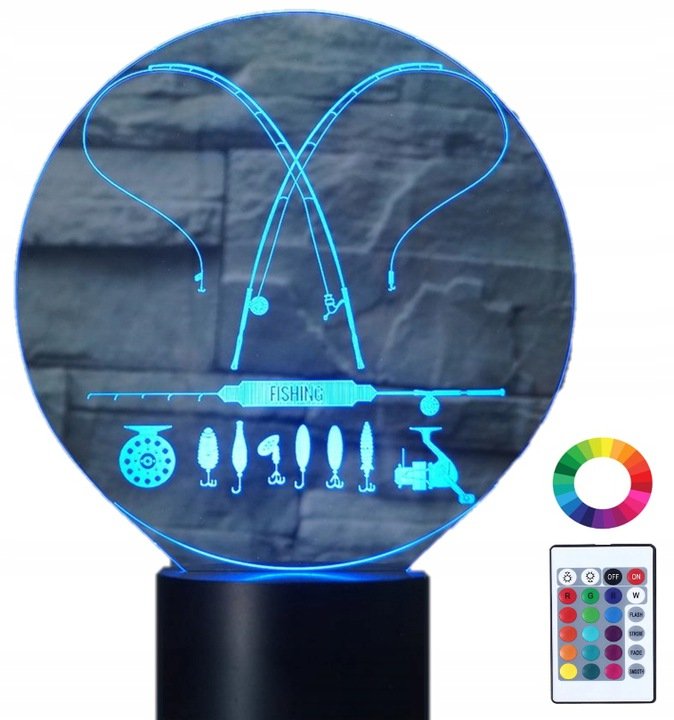 Zdjęcia - Lampa stołowa Lampka Nocna 3D Led Sklep Klub Wędkarski Grawer