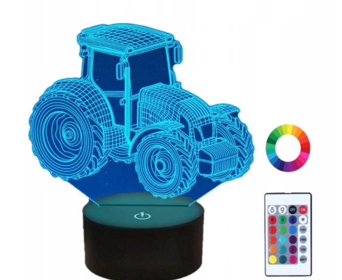 Zdjęcia - Lampa stołowa Pilot Lampka Nocna 3D Led Traktor  Imię Grawer 