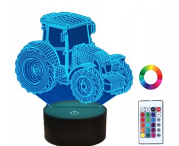 Lampka Nocna 3D Led Traktor Pilot Imię Grawer - Plexido