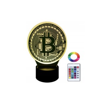 Lampka Nocna 3D LED z pilotem - Bitcoin - Golda