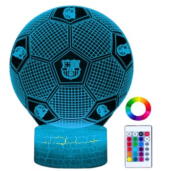 Lampka Nocna Biurkowa dla Dzieci FC Barcelona Piłka HERB 16 LED 3D + Pilot - Creative