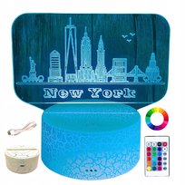Lampka Nocna Biurkowa dla Dzieci Nowy Jork New York 16 LED 3D + Pilot