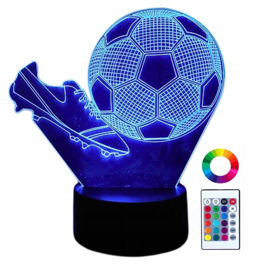 Zdjęcia - Żyrandol / lampa Pilot Lampka Nocna Biurkowa dla Dzieci Piłka Nożna Korki Podświetlana 3D + 