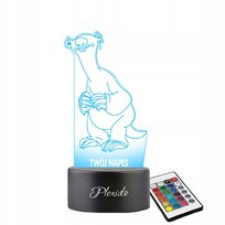 Lampka Nocna Dla Dzieci Grawer Bajka Epoka Lodowcowa Leniwiec Sid LED 3D