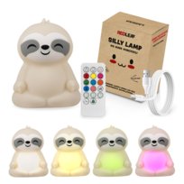 Lampka nocna dla dzieci kolorowa silikonowa bezpieczna Pilot RGB LENIWIEC