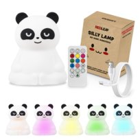 Lampka nocna dla dzieci kolorowa silikonowa bezpieczna Pilot RGB PANDA