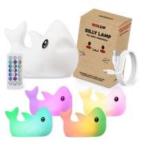 Lampka nocna dla dzieci kolorowa silikonowa bezpieczna Pilot RGB REKIN