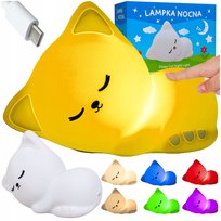 Lampka nocna dla dzieci LED KOTEK miękka SILIKONOWA kolorowe światło KOT