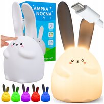 Lampka nocna dla dzieci LED KRÓLIK silikonowa Lampa na prezent RGB KOLOROWA