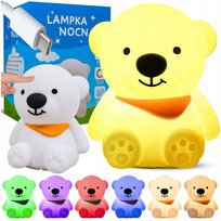Lampka nocna dla dzieci LED MIŚ miękka SILIKONOWA Zabawka kolorowe światło