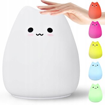 Lampka Nocna Dla Dzieci Led Rgb Kot Dotyk Silikon - VERK GROUP