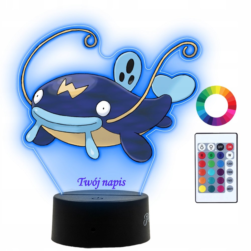 Zdjęcia - Żyrandol / lampa Lampka Nocna Dla Dzieci Z Nadrukiem Whiscash Pokemon Prezent Imię 3D LED