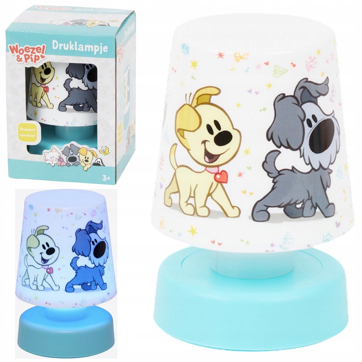 Lampka Nocna Dotykowa dla Dzieci Zmiana Kolorów LED Na Baterie Woezel&Pip