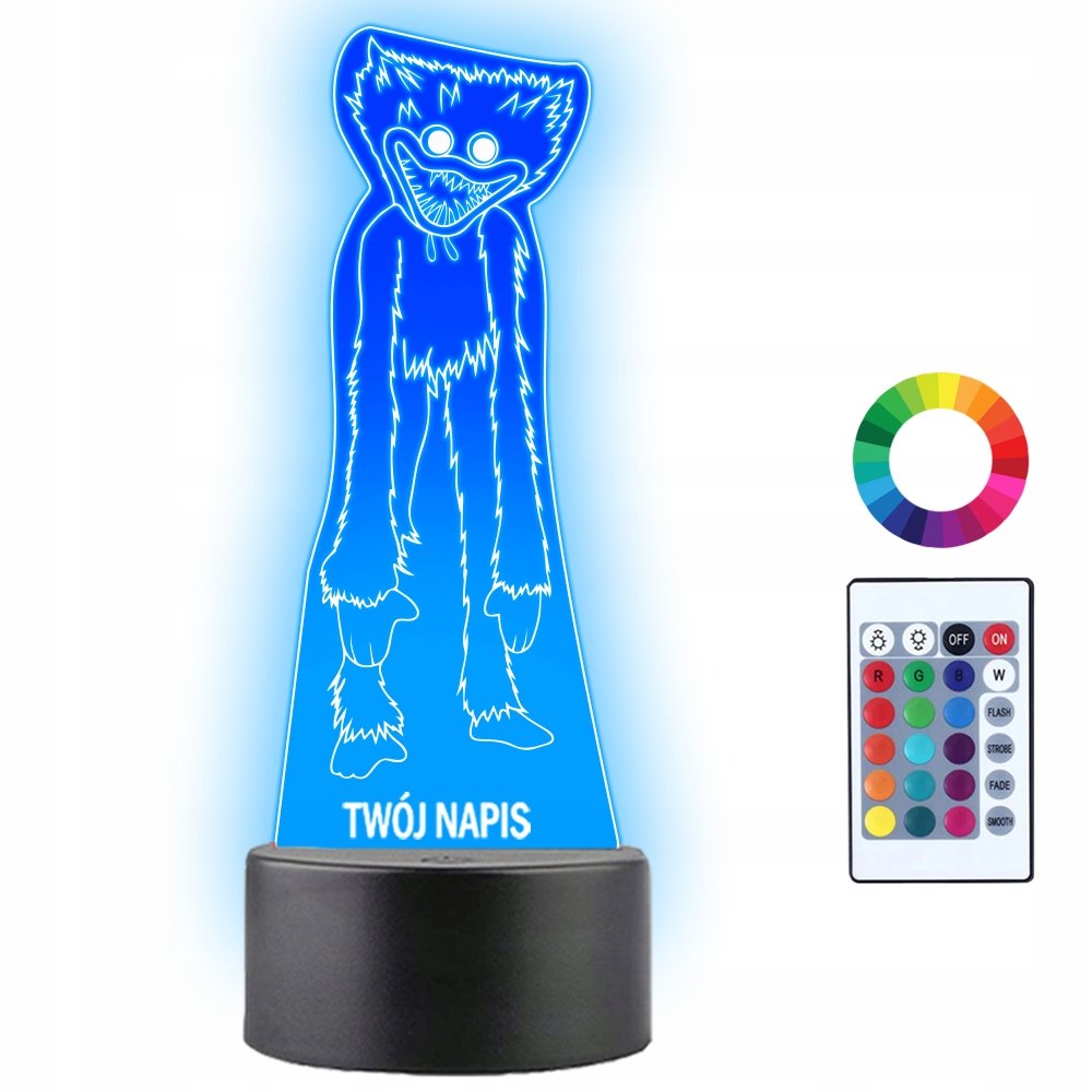 Zdjęcia - Żyrandol / lampa Lampka Nocna Huggy Waggy Poppy Play Time Prezent Twój Napis Imię 3D LED
