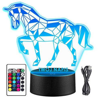 LAMPKA NOCNA KOŃ KONIK Jeździectwo 3D LED + PILOT prezent MIKOŁAJKI święta - upominki_pl