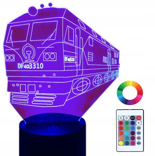Zdjęcia - Lampa stołowa Lampka Nocna Led 3D Ciuchcia Metro Pociąg Grawer