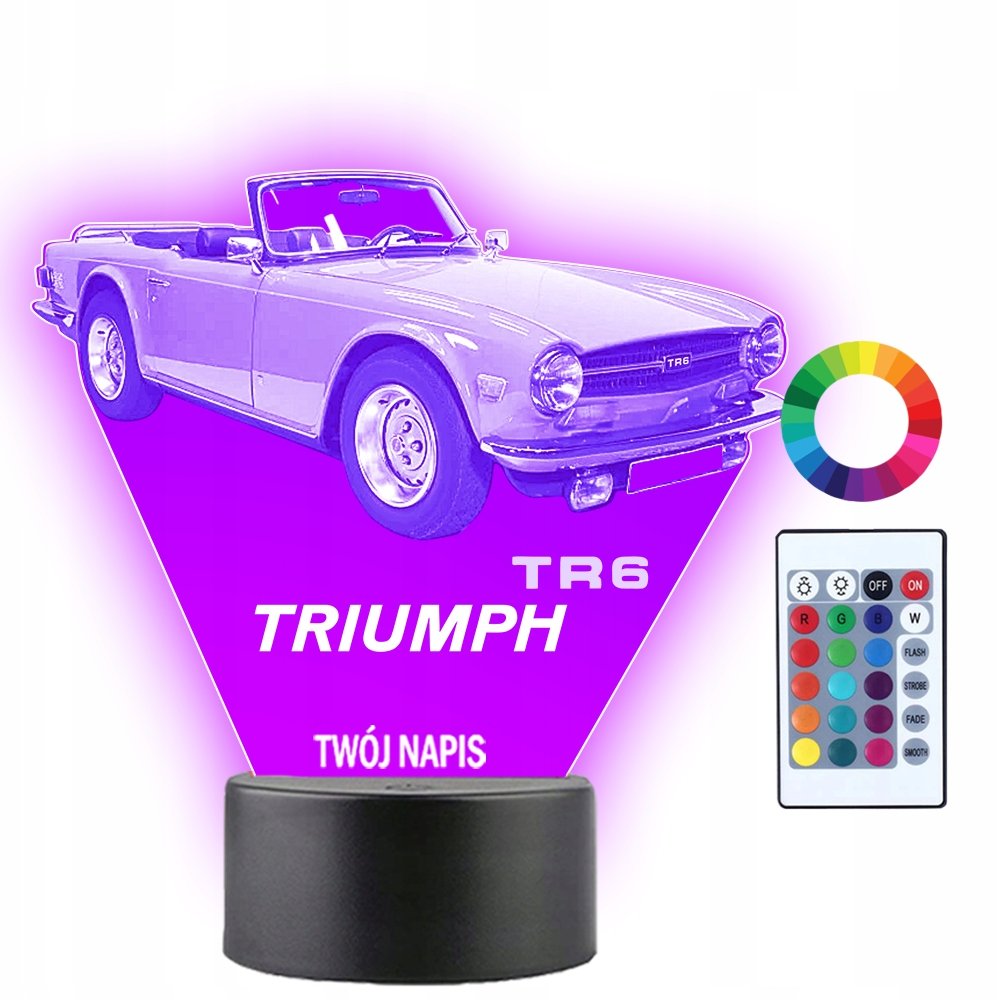 Zdjęcia - Żyrandol / lampa Triumph Lampka Nocna LED 3D  TR6 Samochód Prezent Twój Napis Imię Grawer 