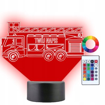 Lampka Nocna LED 3D Wóz Strażacki Strażak Prezent Twój Napis Imię Grawer - Plexido