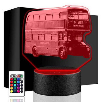 LAMPKA NOCNA LED AUTOBUS PIĘTROWY 3D +PILOT prezent URODZINY statuetka - upominki_pl