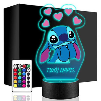 LAMPKA NOCNA LED Bajka Lilo i Stich 3D + PILOT prezent dziecka URODZINY - upominki_pl