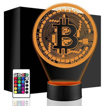 LAMPKA NOCNA LED BITCOIN KRYPTOWALUTY 3D + PILOT prezent URODZINY statuetka - upominki_pl