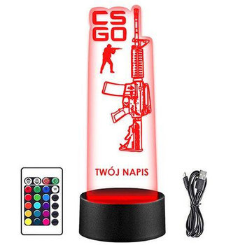 LAMPKA NOCNA LED COUNTER STRIKE CS GO 3D + PILOT prezent URODZINY statuetka - upominki_pl